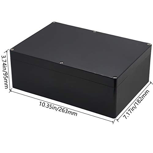 Project Box ABS Black Electrical Boxes IP65 Outdoor Waterproof Box Electronic Junction Box Power Enclosure with Cable Glands for DIY Project 10.35 x 7.17 x 3.74 inch (263x182x95mm) - size: 10.35“x7.17”x3.74“