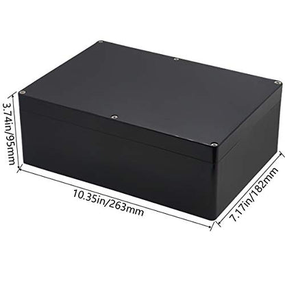 Project Box ABS Black Electrical Boxes IP65 Outdoor Waterproof Box Electronic Junction Box Power Enclosure with Cable Glands for DIY Project 10.35 x 7.17 x 3.74 inch (263x182x95mm) - size: 10.35“x7.17”x3.74“