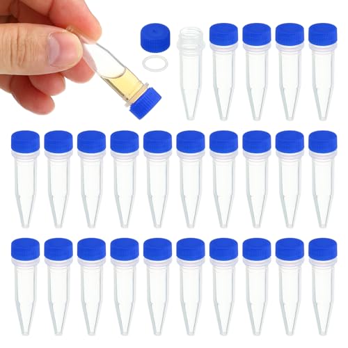 PATIKIL 1.5ml Plastic Cryogenic, 25Pcs Cryogenic Vial Screw Top Frozen Test Tube for Lab Laboratory Science, Blue Cap - color: Blue