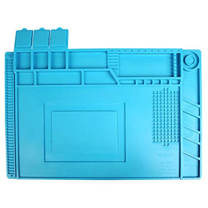 TIMESETL S-160 Silicone Repair Mat Electronics Repair Mat Magnetic Repair Mat Silicone Soldering Mat Insulation Silicone Welding Pad for BGA and Gun Soldering Iron, Workbench, Cell Phone Laptop Repair