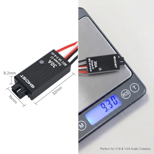 Ghost Brushless ESC 30A Electric Speed Controller with 5A BEC 5~8.4V for TRX4M 1/18 & SCX24 1/24 RC Crawlers Car with ESCape32 WiFi-Link Parameter Configuration Tool - color: 30a Esc