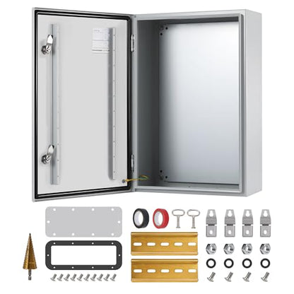 24x16x8 NEMA 4X Electrical Enclosure Metal Outdoor Enclosure Box - size: 24"H × 16"W × 8"D