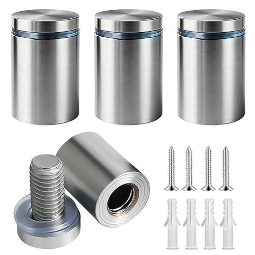 Alise 3/4"x1" Sign Standoff Screws, Wall Mount Glass Standoff,Brushed 4Pcs - color: Brushed Nickel, size: (4P)19x25mm