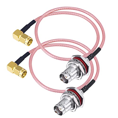 BNC Female Bulkhead to SMA Male Right Angle 90 Degree 2PCS 12" 50 ohm Low Loss RG316 Coaxial Cable Connector RF Antenna Extension Cable for Radio Wi-Fi Antenna Wireless LAN Devices Use - size: 30cm/12inch