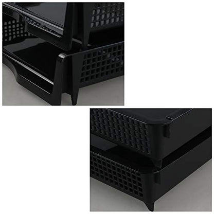 Plastic Stackable File Paper Storage Tray, Office Stackable Letter Tray, Black, 6 Pack