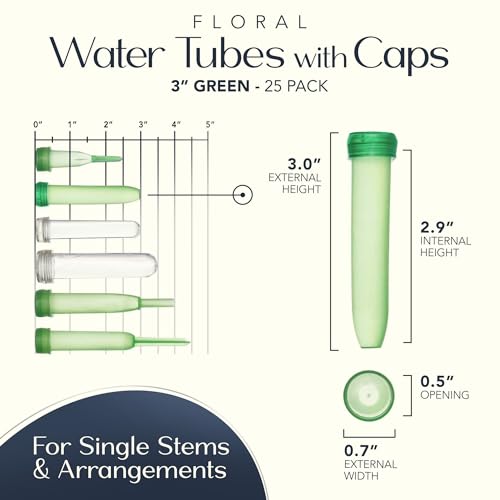 Royal Imports Floral Water Tubes with Caps – 3" Green Flower Vials 100 Pack - color: 3" Green-standard 100 Pack
