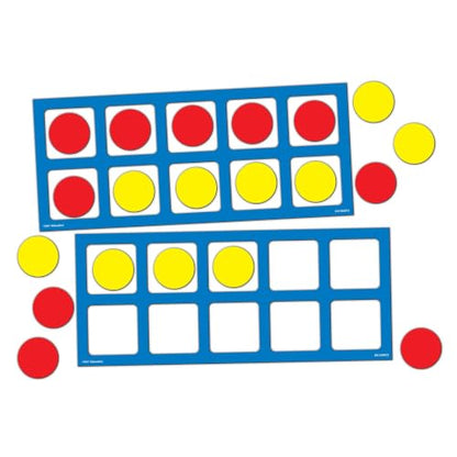 EAI Education Jumbo Magnetic QuietShape® Foam Ten Frames with Counters - Set of 2 with 20 Counters