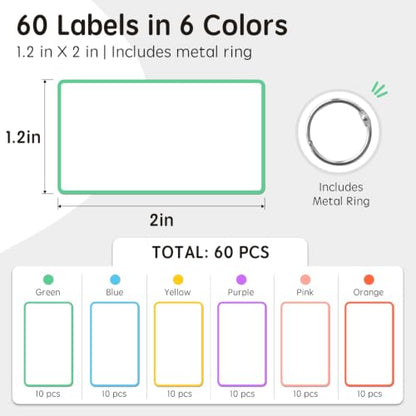 Dry Erase Labels Stickers, Removable & Reusable, 1.2 x 2 Inch, 60 PCS - color: Colorful