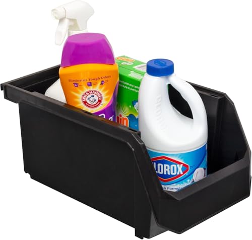 Akro-Mils ReadySpace Large Stackable Plastic Storage Bins, 6-Pack, Black - color: Black, size: Large, 6-Pack