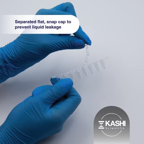 Kashi Scientific PCR 8-Tube Strip, Clear Polypropylene with Flat Caps - 125 Strips/Box (.1mL, Separate Cap) - size: .1mL, style: Separate Flat Cap