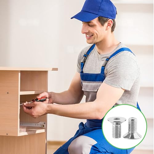 100Pcs M4x8mm Stainless Steel Flat Head Socket Cap Screws, Full Thread Allen Drive Countersunk Bolts, Bright Finish, Ideal for DIY & Home Repair - size: M4x8