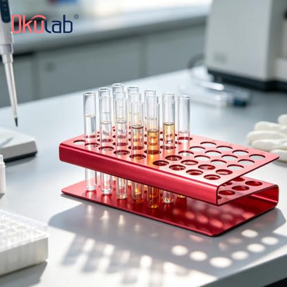 Aluminum Stainless Steel Test Tube Rack, 50 Round Holes Red Test Tube Holder for Classroom, Lab, Suitable for Tubes of Dia.≤17mm, TTRS50RA1 - size: 50 Holes, Red, for Tubes of Dia.≤17mm