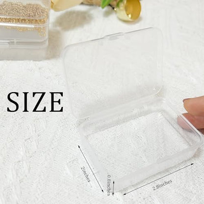 8 in 1 Set Small Plastic Boxes Mini Storage Containers with Lids 2.8 * 2 * 0.8 Inches Clear Box for Crafts Beads Jewelry Small Items(7pcs Boxes and 1pcs Holder)