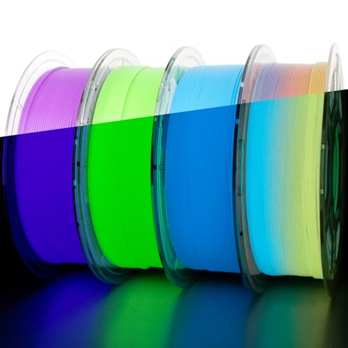 iSANMATE 3D Printer Filament Bundle, Glow in The Dark Filament Multicolor, Green, Blue, and Purple, PLA Filament 1.75 mm, Dimensional Accuracy +/- 0.03 mm, 1KG X 4 Pack - color: A- Color 4x1k Pla Glow Multicolor, Green, Blue, and Purple