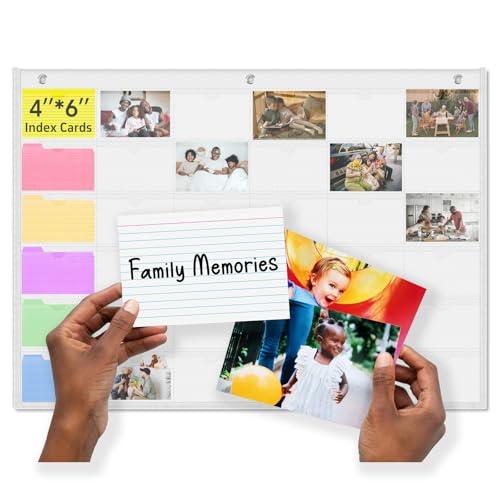 AKAYOK 4" x 6" Index Card Holder Sleeve - 36 Pockets Photo Collage Frame for Wall - Classroom Pocket Chart for Index Card, Homework, Pictures, Drawing, Student Profile Display - color: 4" x 6"
