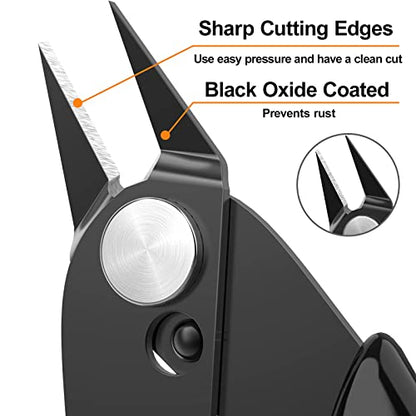 Flush Cutters Micro Wire Cutters 10 Pack Model Nippers Filament 3d Print Snips Flush Cutter for for Jewelry Making, Zip Tie, Copper Wire, Crafts, Floral, Electronics, Black, 5 Inch - color: Black ( 10 Pack )