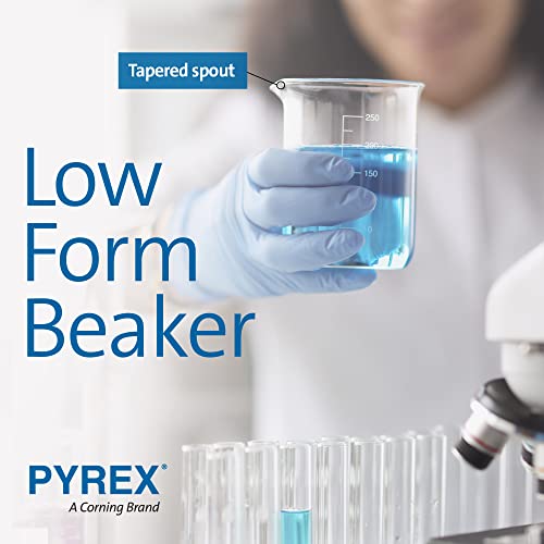 PYREX Griffin Borosilicate Glass Beaker- Low Form Graduated Measuring Beaker with Spout– Premium Scientific Glassware for Laboratories, Classrooms or Home Use - PYREX Chemistry Glassware, 100mL, 12/Pk - size: 100 mL