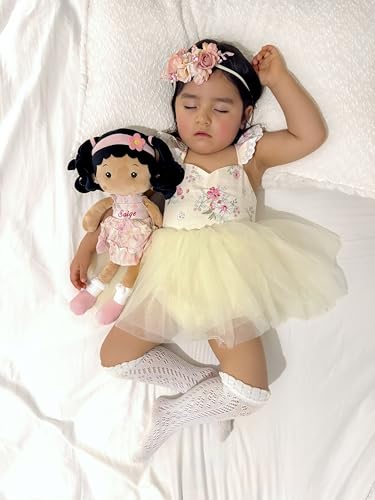 LeyaDoll Soft Plush Baby Doll 16'', First Rag Doll for 1 Year Old Girl Gift - color: Princess Petal-tanned
