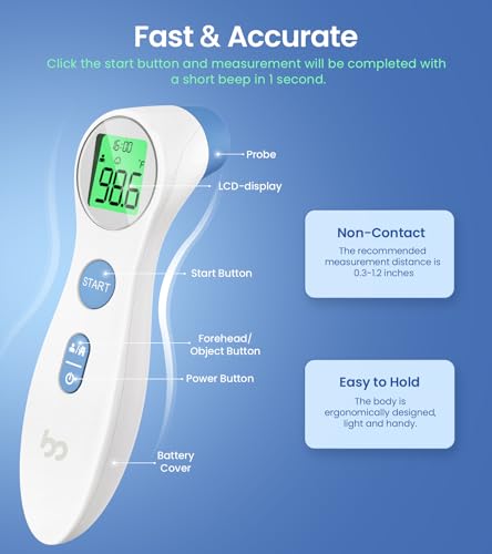 Forehead Thermometer for Adults and Kids, Digital Baby Thermometer - color: White