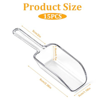 15Pcs Small Scoops 4.3" Mini Acrylic Plastic Kitchen Scoops Multi Purpose