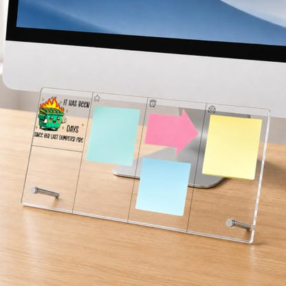 Dumpster Fire Memo Board DIY Funny Office Acrylic Monitor Memo Board - color: It Has Been Days