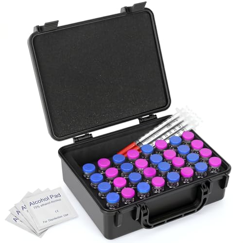 Leng Ke 1-3ML Peptide Storage Case for Fridge,Vial Organizer Case – Holds 32× 3ml Vials, 30ml Vials, Large Vial Slot for Travel - color: 32 Slots 1-3ml + 1 Slots 30ml
