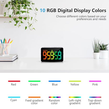 Samshow Rechargeable Digital Kitchen Timer, 2 Packs, Color Change - color: Rgb
