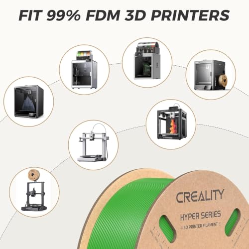 Official CREALITY Hyper PLA Filament 1.75mm, High Speed PLA 30-600mm/s Rapid 3D Printer Filament, Dimensional Accuracy +/-0.02mm, Stronger Toughness, Fit Most FDM 3D Printers，1KG(2.2lbs) Spool Green - color: Green