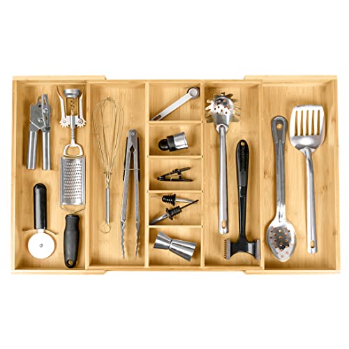 KitchenEdge Utensil & Junk Drawer Organizer, 16-28 in, Bamboo - color: Natural Bamboo, size: From 16" to 28" Wide