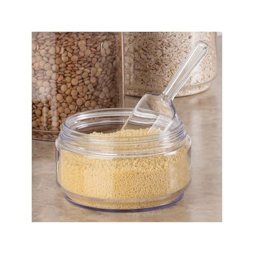 iDesign Large Plastic Scoop Measuring Cups – Set of 4, Pet Food, Coffee Grounds, Versatile Scoop, 2.25" x 1.25" x 6.5", 1/3 Cup, Clear - color: Clear, size: One Size