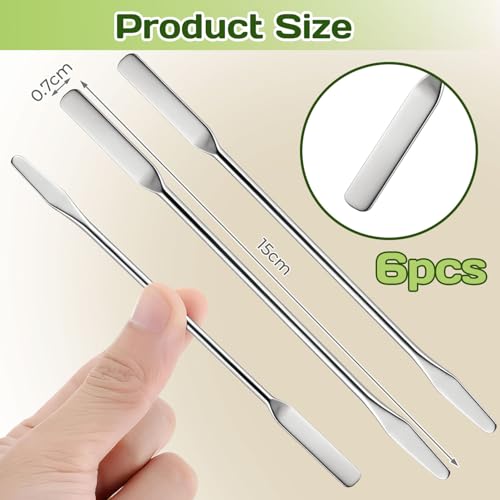 6PCS Lab Spatula Stainless Steel Small Metal Spatula Double Ended Micro Spatula Square/Round End Spatula Makeup Spatula Tool for Mixing Cosmetics (6 Pcs) - color: 6 Pcs