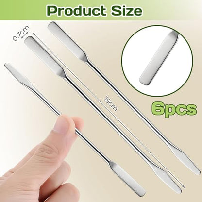 6PCS Lab Spatula Stainless Steel Small Metal Spatula Double Ended Micro Spatula Square/Round End Spatula Makeup Spatula Tool for Mixing Cosmetics (6 Pcs) - color: 6 Pcs