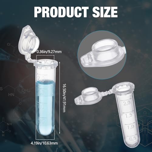 Chumia 2000 Pcs 2ml Microcentrifuge Tubes with Safe Lock Snap Cap & Flip Lid Polypropylene Clear Plastic Tube with Graduation for Lab, Sample Storage, Centrifuge - Leak-Proof Design - size: 2ml, style: Round Bottom