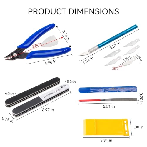 3D Printer Tool Kit, 3D Printing Accessories with Nozzle Cleaning Kit, Removal Scraper, Sanding Files, Wire Cutter & Tweezers for 3D Printer Post-Processing, Cleaning, Finishing