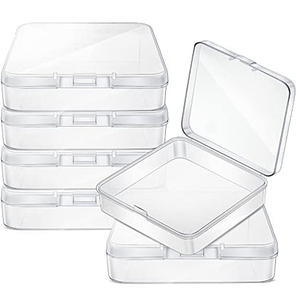 Jetec 6 Pieces Small Clear Plastic Storage Box, 3.3 x 3.3 x 1.1 Inch - size: 3.3 x 3.3 x 1.1 Inch