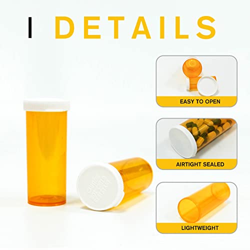 Pill Bottles with Snap Caps, Not Child Resistant Cap, Prescription Vials - Easy Open - Empty Medicine Plastic Containers for Personal Medication & Pharmacy (30 dram, 12pcs) - size: 30 dram