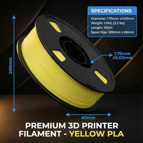 Matte PLA + 3D Printer Filament,PLA + Filament 1.75mm, Neatly Wound 3D Printing Filament 1.75mm, Dimensional Accuracy +/- 0.02 mm, Fit Most FDM 3D Printers, 1kg Spool (2.2lbs) (Yellow) - color: Yellow