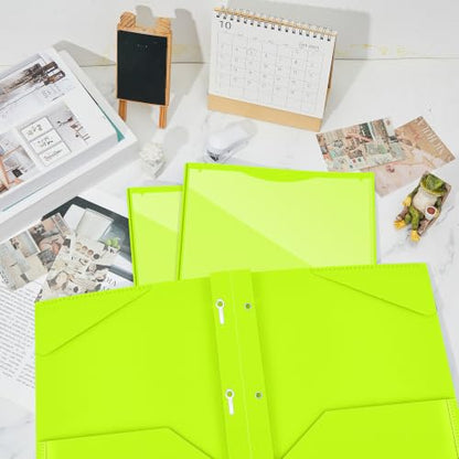Henoyso 36 Pcs Plastic Folder with Clear Front Pocket, Fluorescent Green - color: Fluorescent Green