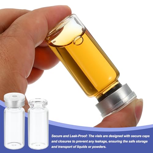 PATIKIL 10ml Sample Vials 20Pcs Lab Empty Vials with Butyl Rubber Stopper
