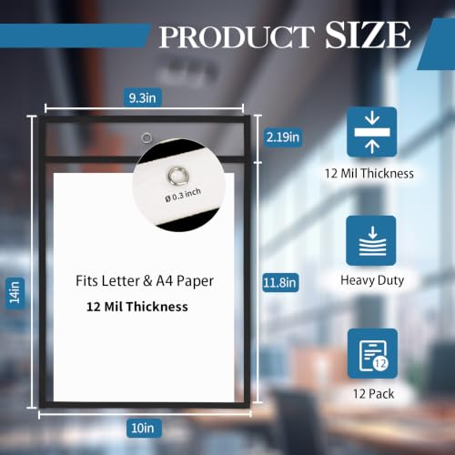 Binditek Job Ticket Holders, 30 Pack 12mil PET Dry Erase Pockets, 9x12 Inch - size: 30 Pack, style: Black