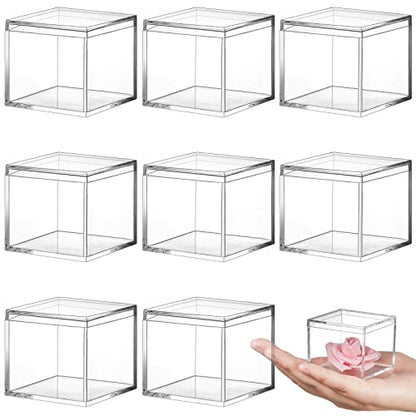 Blulu 8 Pcs Clear Acrylic Box with Lid, 2.2 x 2.2 x 1.8 Inch, Classic Style - size: 2.2 x 2.2 x 1.8 Inch, style: Classic style