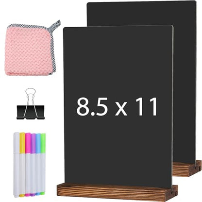 Wooden Double-Sided Chalkboard with Base (2 Pack) - 8.7x11.5 inches, Black - size: 8.7x11.5 inches