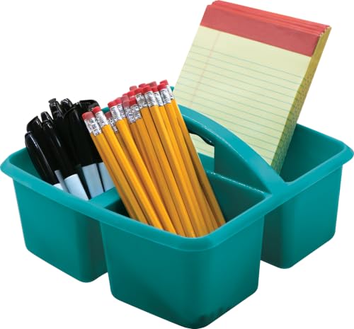 Teacher Created Resources Teal Portable Plastic Storage Caddy 6-Pack for Classrooms, Kids Room, and Office Organization, 3 Compartment