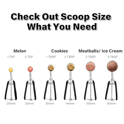 Large Cookie Scoop 3 Tbsp, Professional Stainless Steel Ice Cream Scoop 50mm, Cupcake Scoop Muffin Scoop for Baking, Good Soft Grips, Quick Trigger Release, 45ml (3 Tablespoon) - size: 3 tbsp (50 mm)