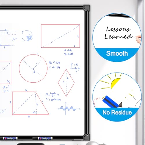 H-Qprobd 48"x24" Magnetic White Board Dry Erase Wall Mount Whiteboard - Office Home Classrooms White Board Hanging Writing Board with Black Aluminum Frame - size: 48"W x 24"H