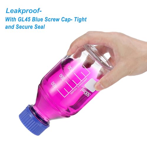 PATIKIL 10 Pack Reagent Media Storage Bottles, 25ml Borosilicate Glass Graduated Round Bottles with GL32 Blue Screw Cap for Lab Water Reagent Liquids, Clear - size: 25ml