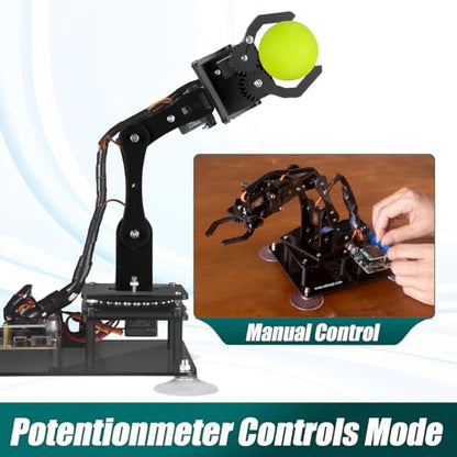 Adeept 5DOF Robotic Arm, Programmable DIY Coding Kit for Arduino IDE - color: Wooden