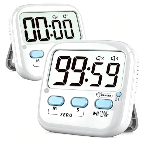 2 Pack Digital Timer for Kids Teacher Classroom Kitchen Office - color: Classic White