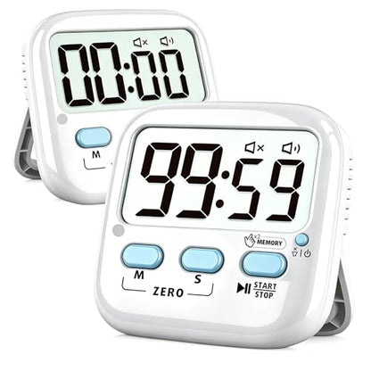 2 Pack Digital Timer for Kids Teacher Classroom Kitchen Office - color: Classic White