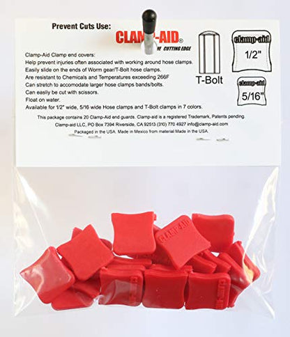 Marine Automatic Bilge Pump Kit Hose Clamp end caps for 1/2" Wide Bands. Boat Engine Accessories. Package of 20. Color: Red